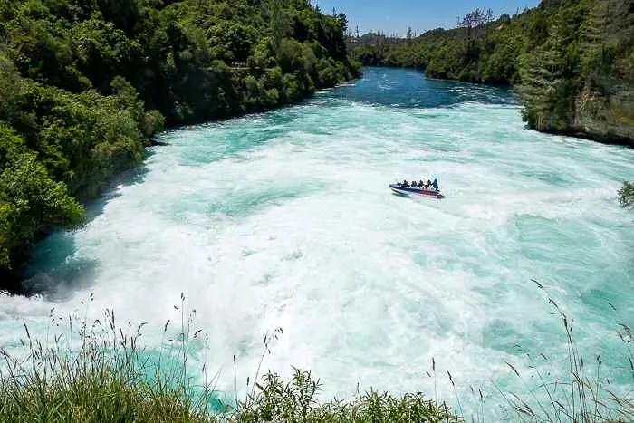 jet boat riding white water at Haka falls, a fun thing to do in New Zealand